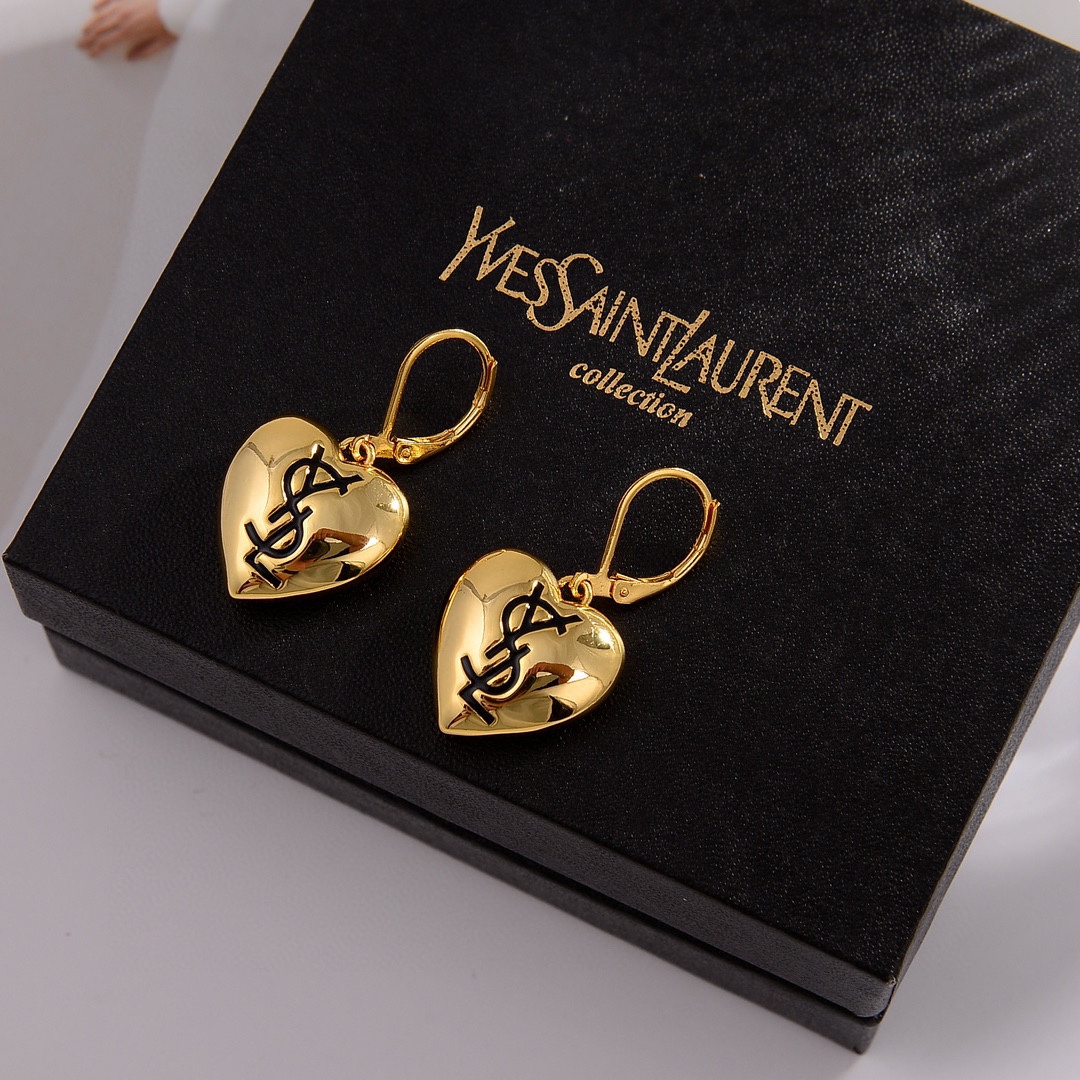 YYE051 YVES heart drop earrings - ccjewelryacc