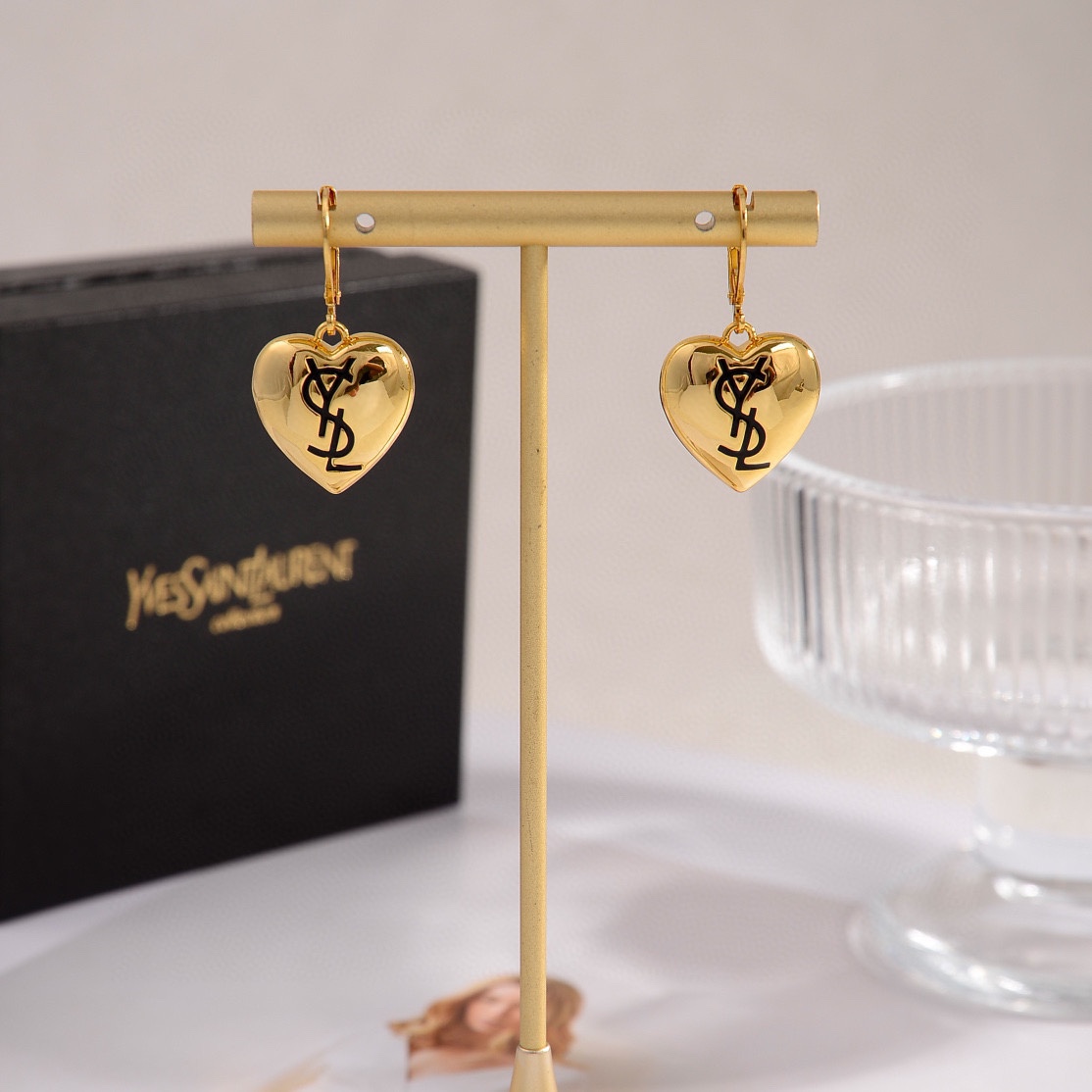YYE051 YVES heart drop earrings - ccjewelryacc