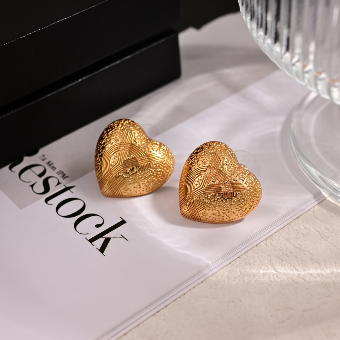 YYE049 YVES heart earrings gold - ccjewelryacc