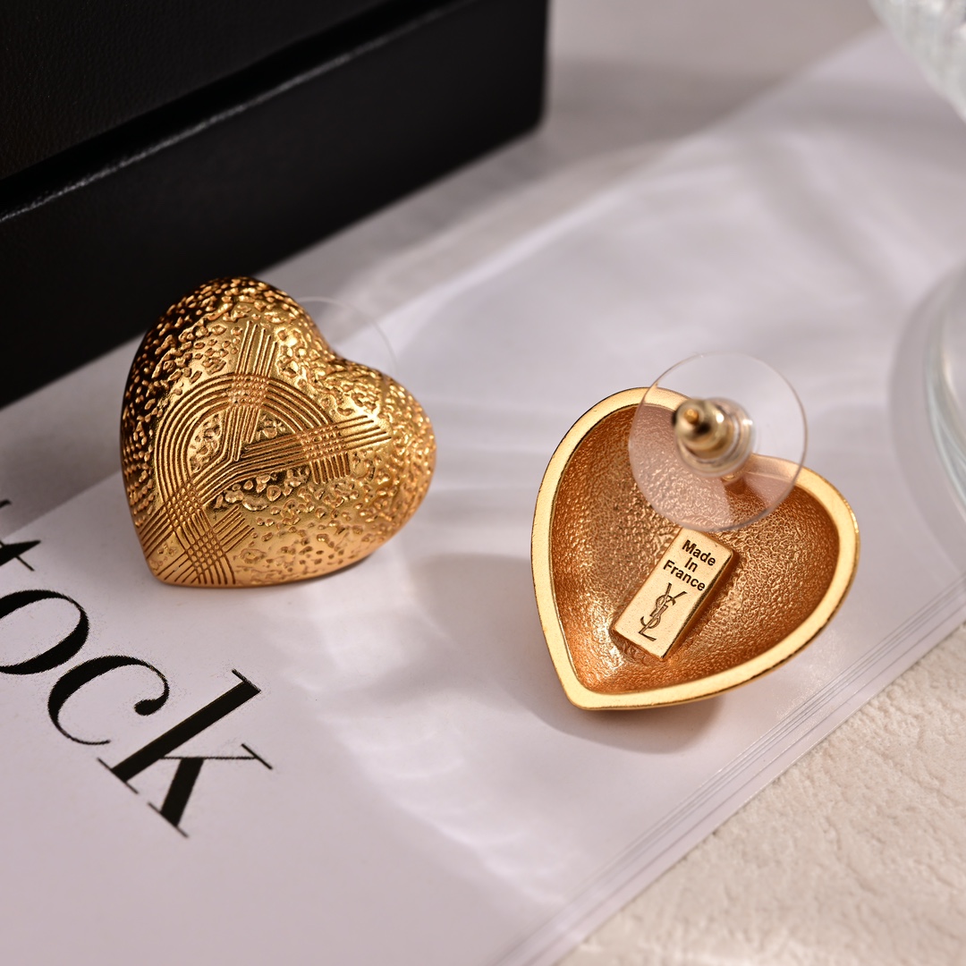YYE049 YVES heart earrings gold - ccjewelryacc