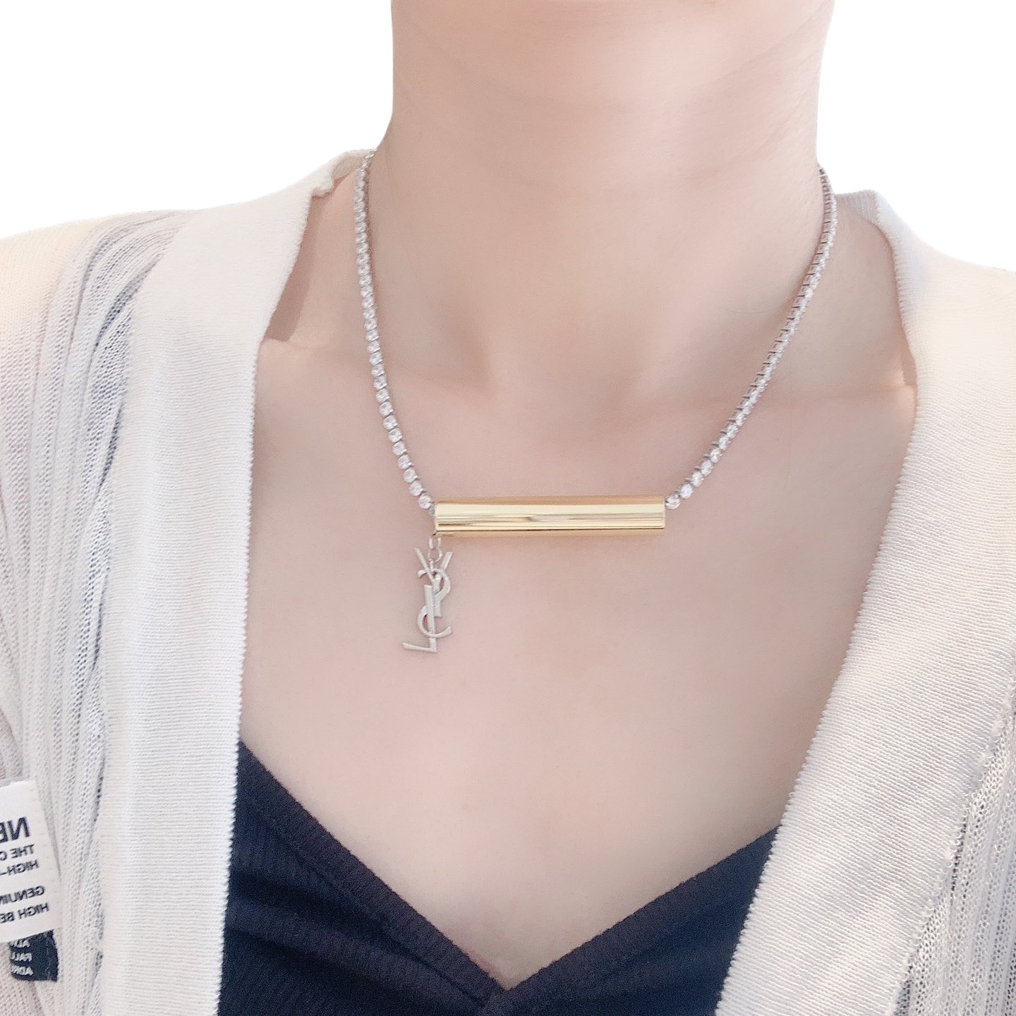 YYN006 Cassandre Embellished rhinestone necklace - ccjewelryacc