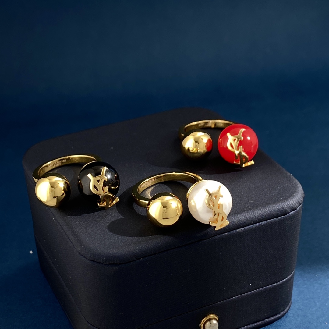 YYR002 Y OPEN RING WITH PEARL AND METAL BALL - ccjewelryacc