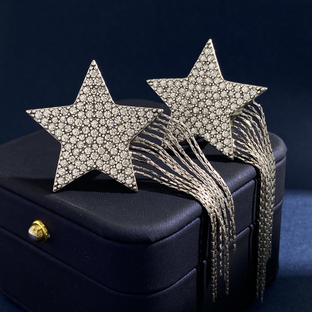 YYE011 YVES Crystal Shooting Star Clip On Earrings - ccjewelryacc