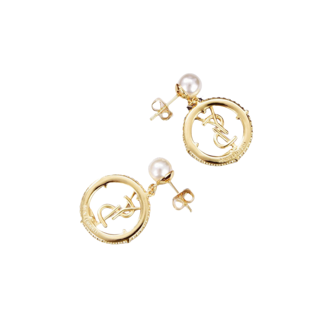 YYE032 YVES pearl crystal Drop earrings - ccjewelryacc