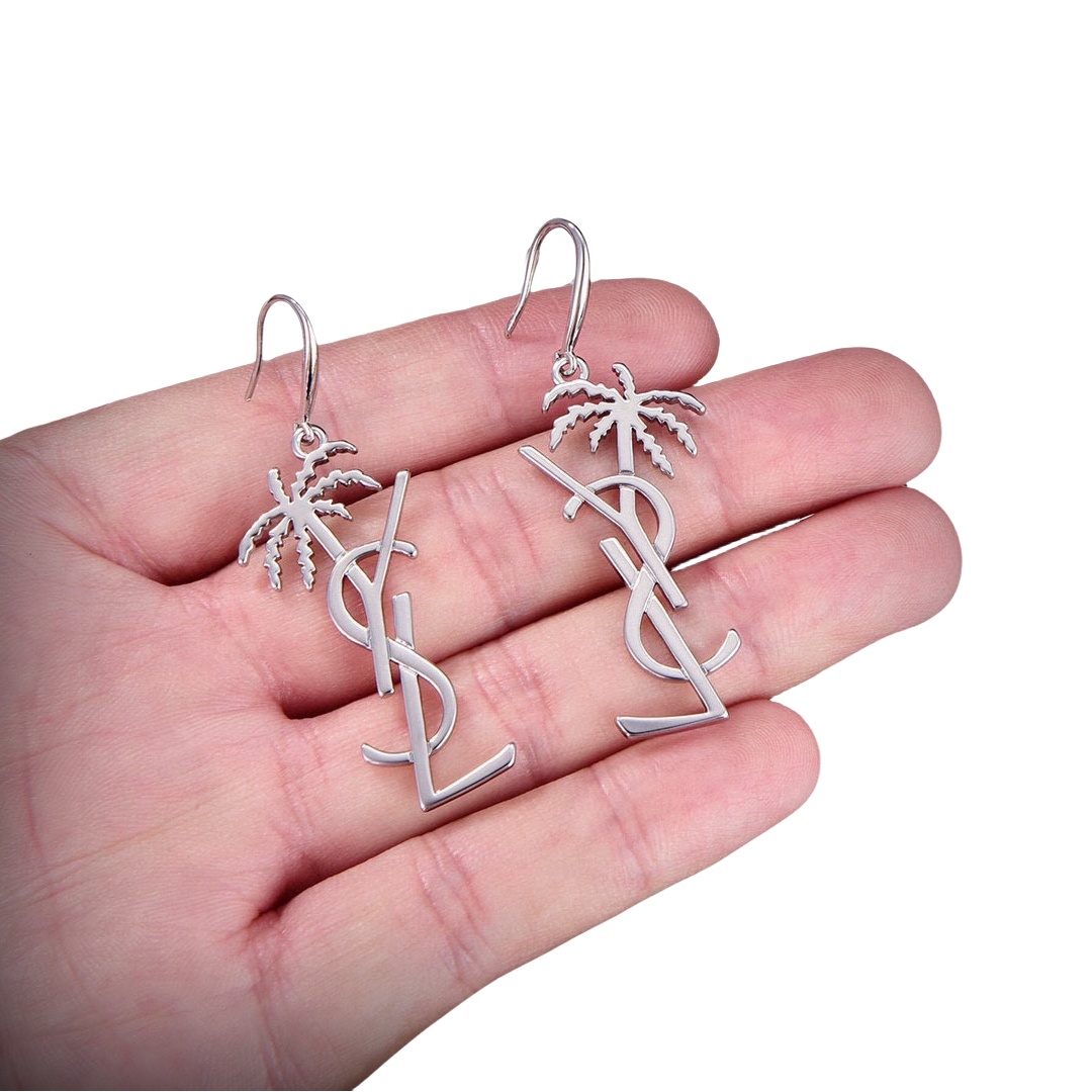 YYE007 Metal Monogram Palm hook Earrings - ccjewelryacc