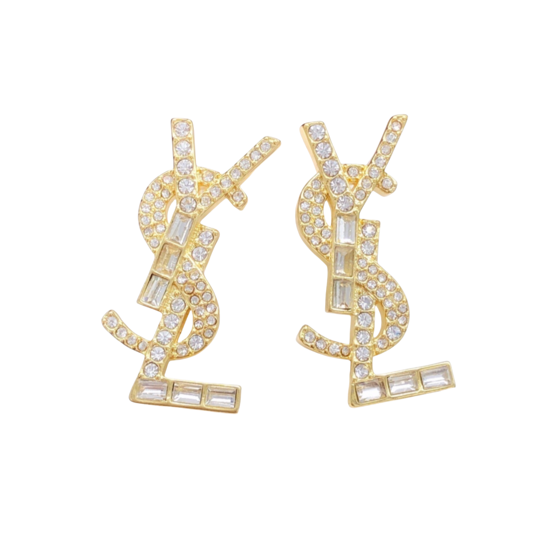 YYE015 Cassandre earring in metal and rhinestones - ccjewelryacc