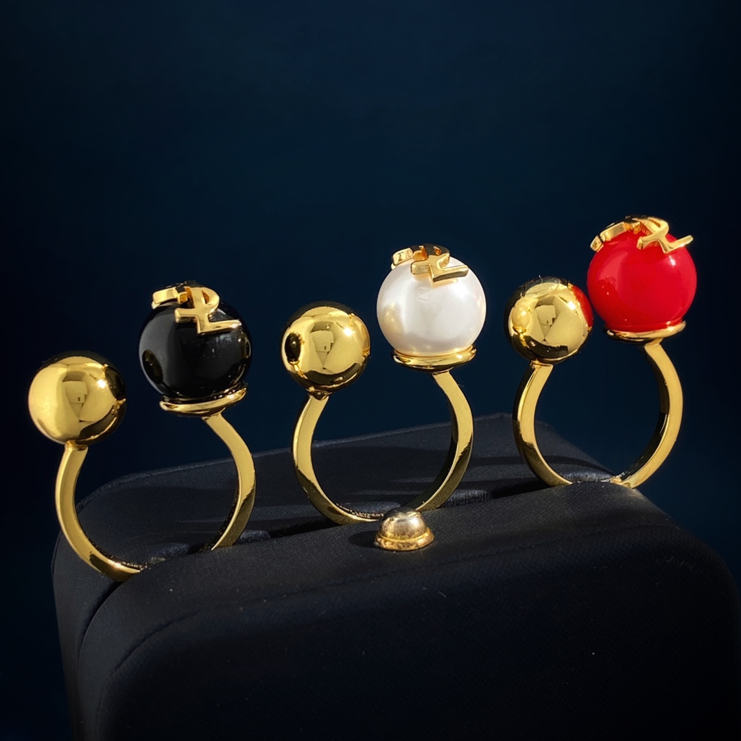 YYR002 Y OPEN RING WITH PEARL AND METAL BALL - ccjewelryacc