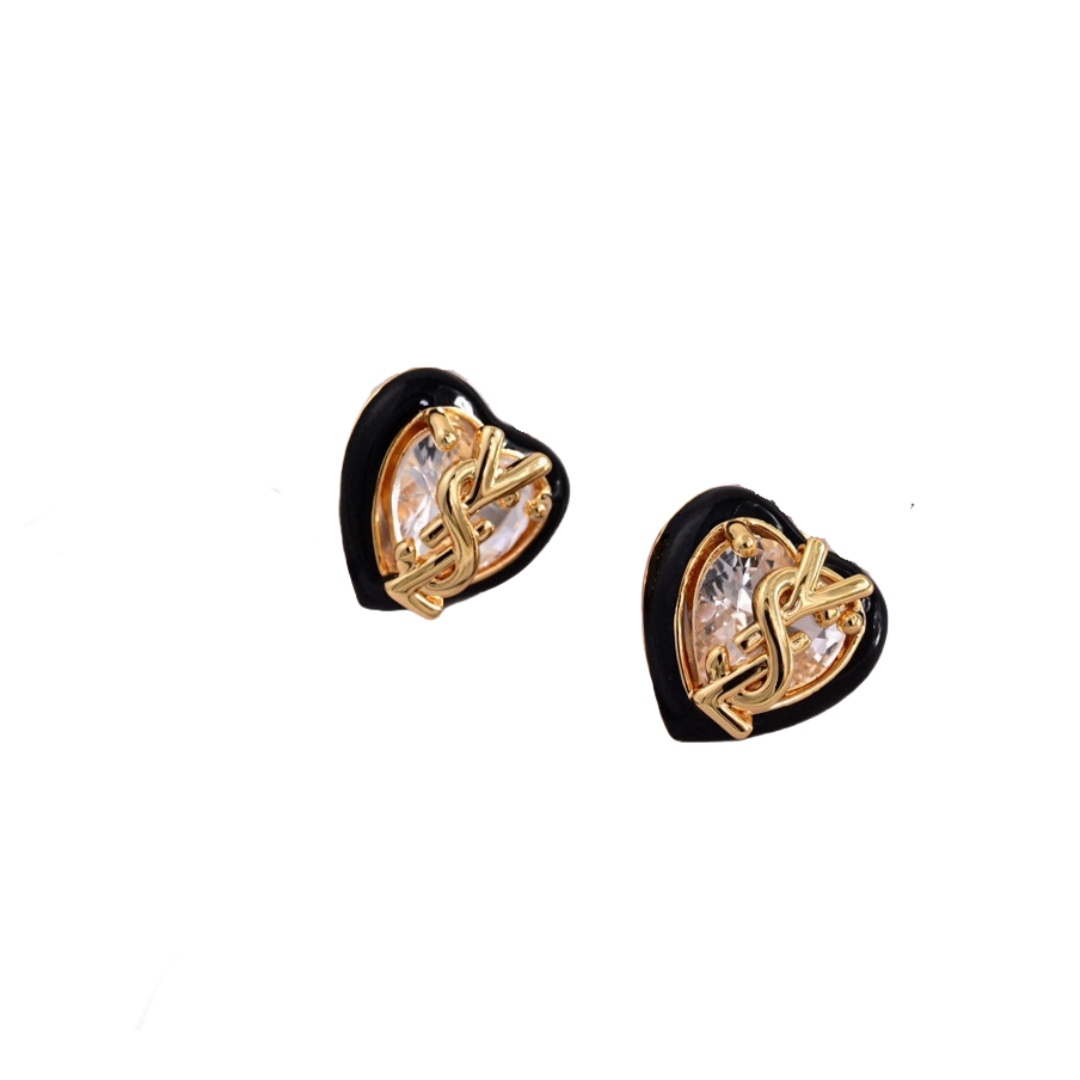 YYE008 YVES Heart zircon stud earring - ccjewelryacc