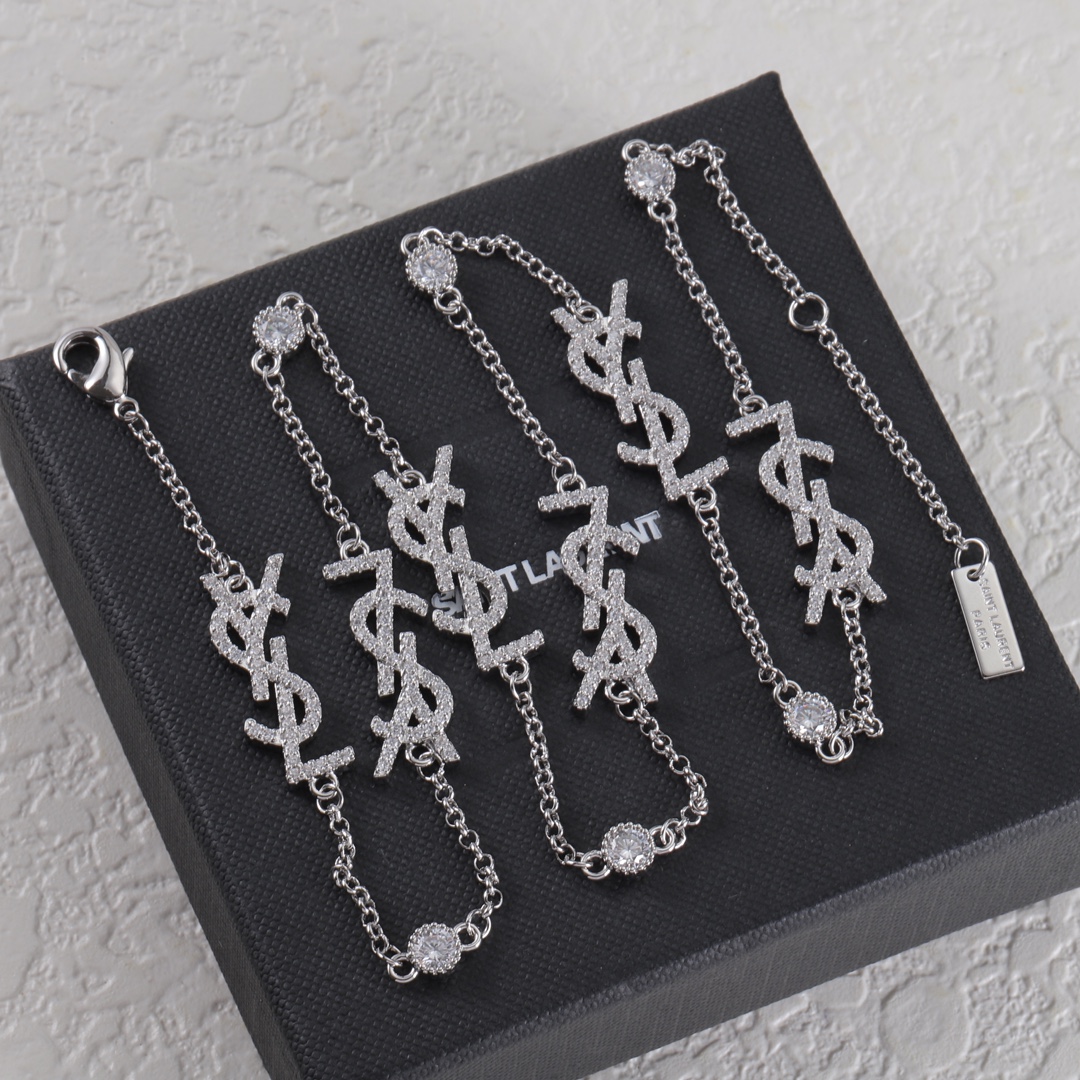 YYN019 LSY letter charm choker necklace in metal and crystal - ccjewelryacc