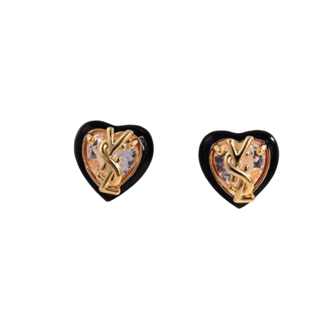 YYE008 YVES Heart zircon stud earring - ccjewelryacc
