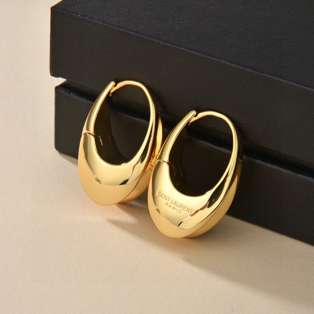 YYE044 YVES Arty gold-tone hoop earrings - ccjewelryacc