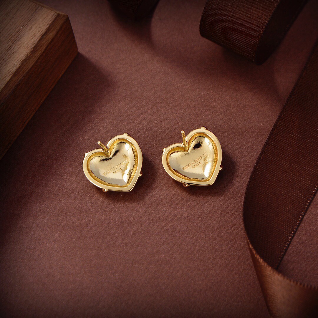 YYE084 YVES Heart stud earring in metal - ccjewelryacc