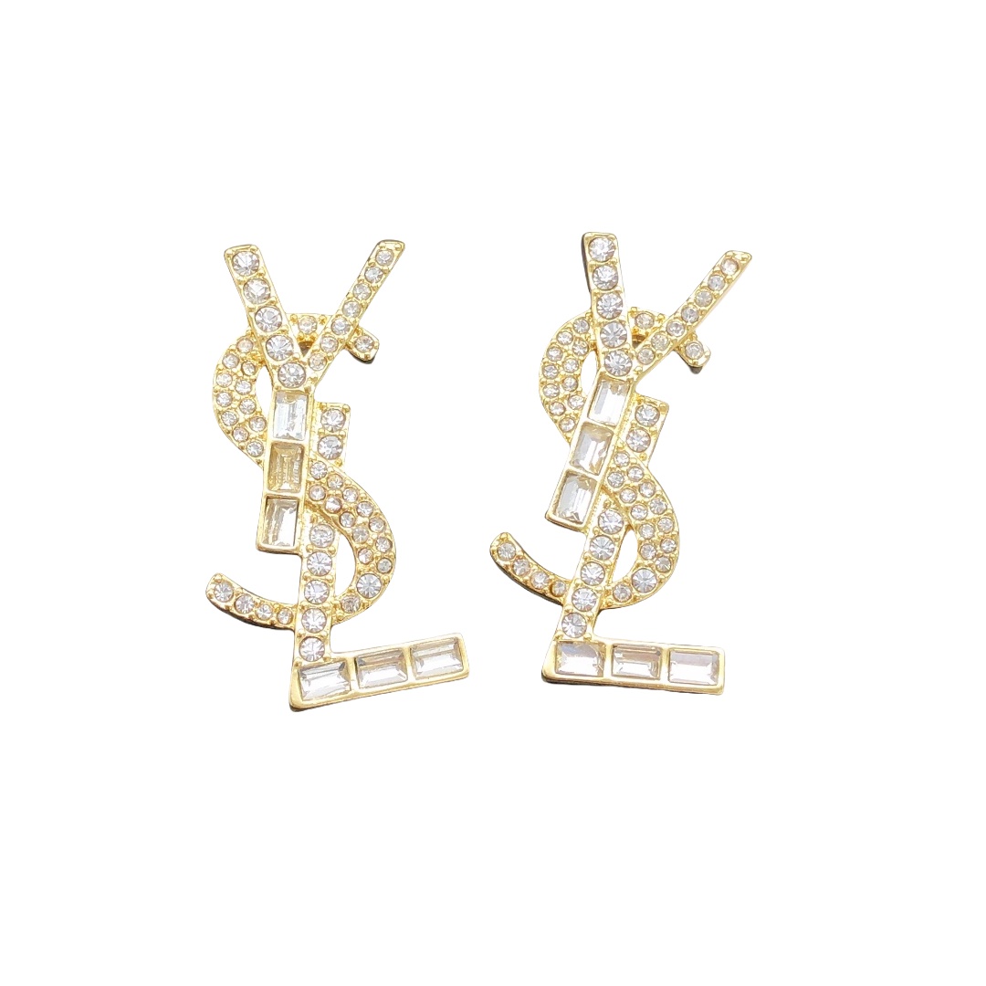 YYE015 Cassandre earring in metal and rhinestones - ccjewelryacc