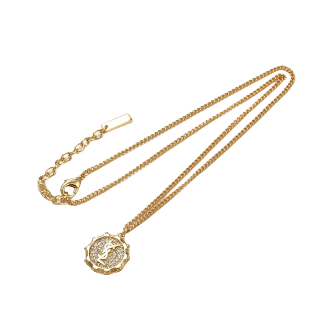 YYN012 LSY Metal Crystal emblem Pendant necklace - ccjewelryacc