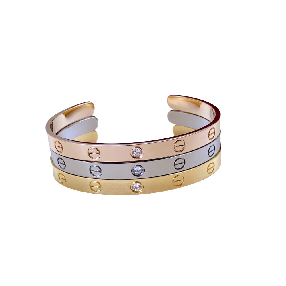 CTS031 C-Shape love bracelet with 1 diamond - ccjewelryacc