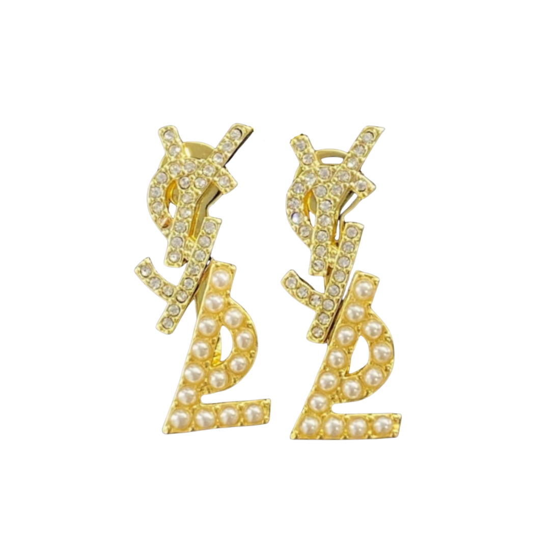 YYE017 Crystal pearl LSY Stud earring - ccjewelryacc