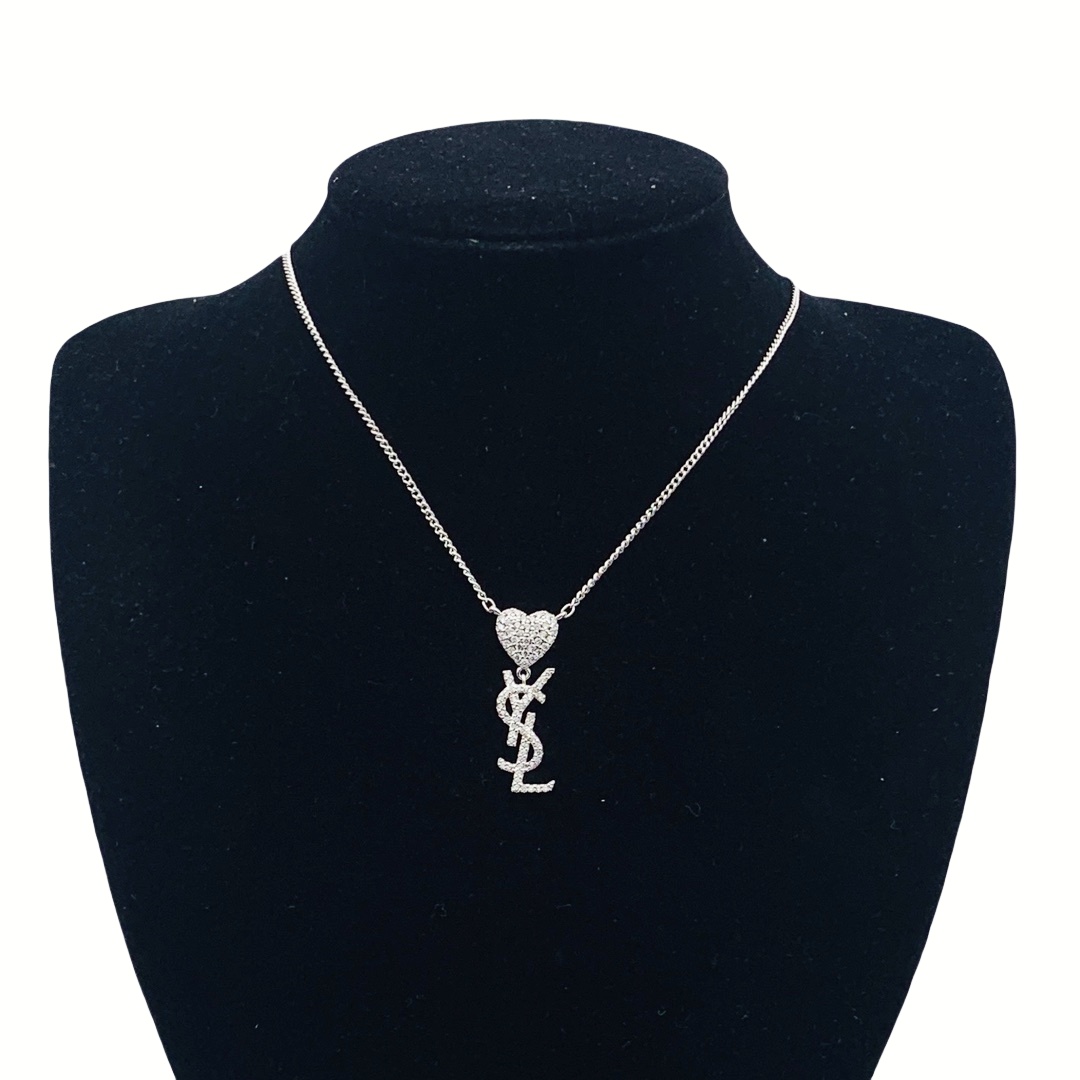 YYN010 YVES Cassandre Embellished heart rhinestone necklace - ccjewelryacc