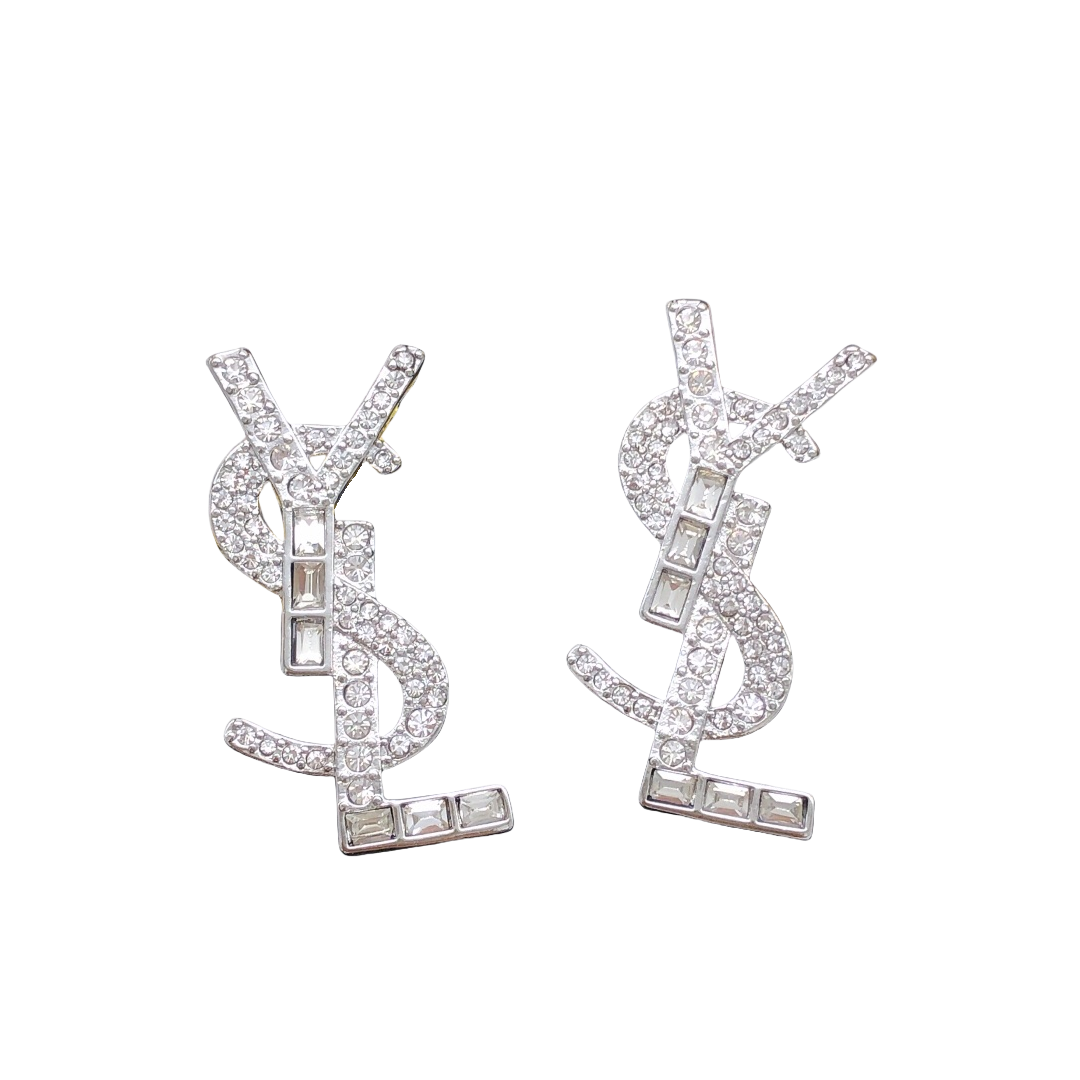 YYE015 Cassandre earring in metal and rhinestones - ccjewelryacc