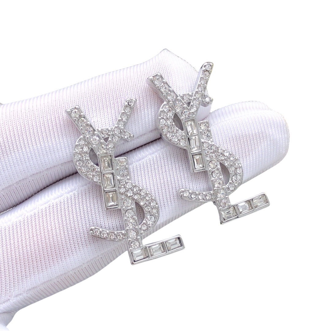 YYE015 Cassandre earring in metal and rhinestones - ccjewelryacc