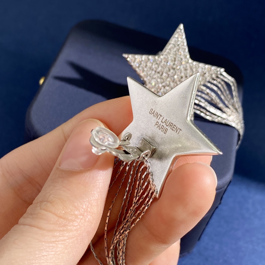 YYE011 YVES Crystal Shooting Star Clip On Earrings - ccjewelryacc