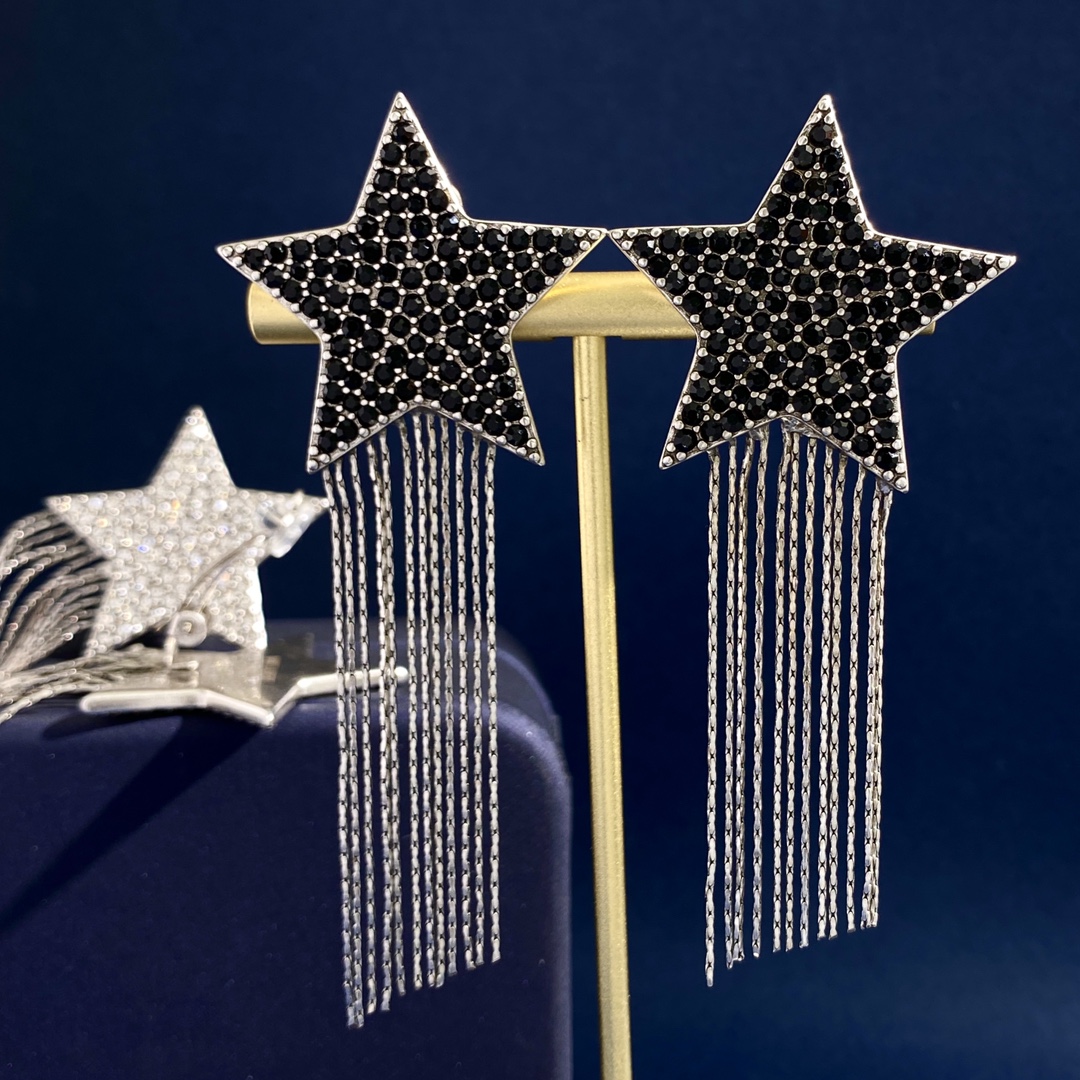 YYE011 YVES Crystal Shooting Star Clip On Earrings - ccjewelryacc