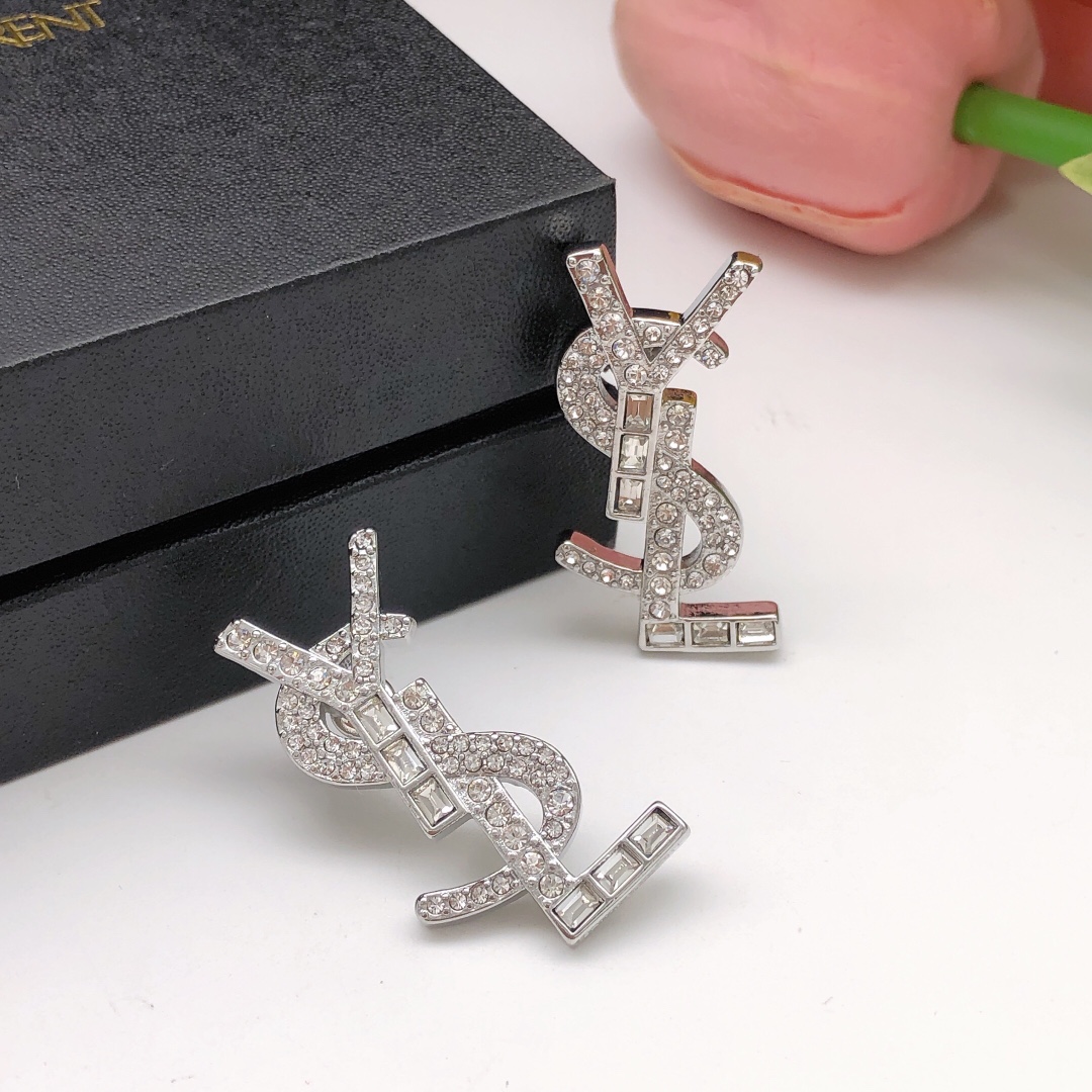 YYE015 Cassandre earring in metal and rhinestones - ccjewelryacc