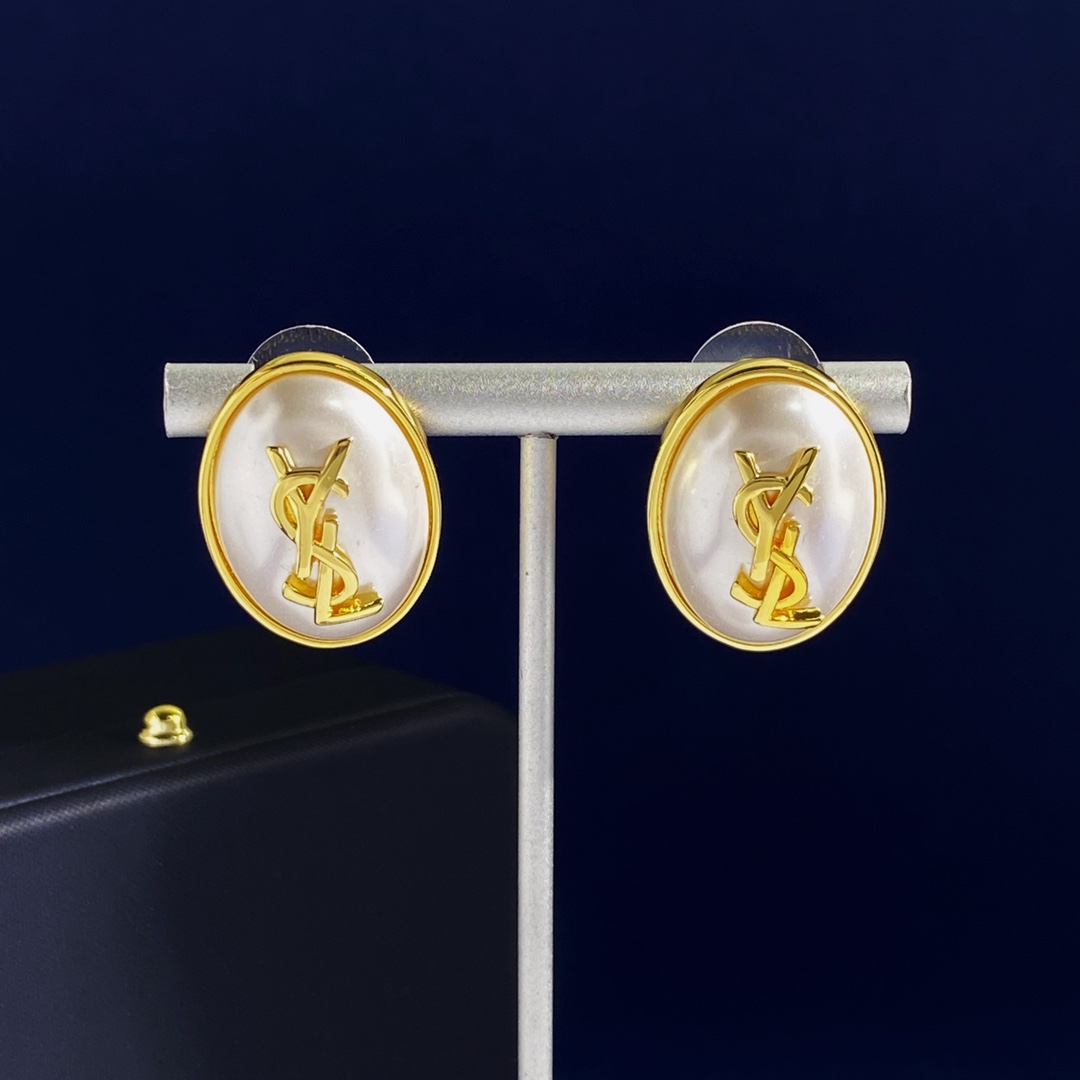 YYE020 YVES Resin pearl stud earring - ccjewelryacc