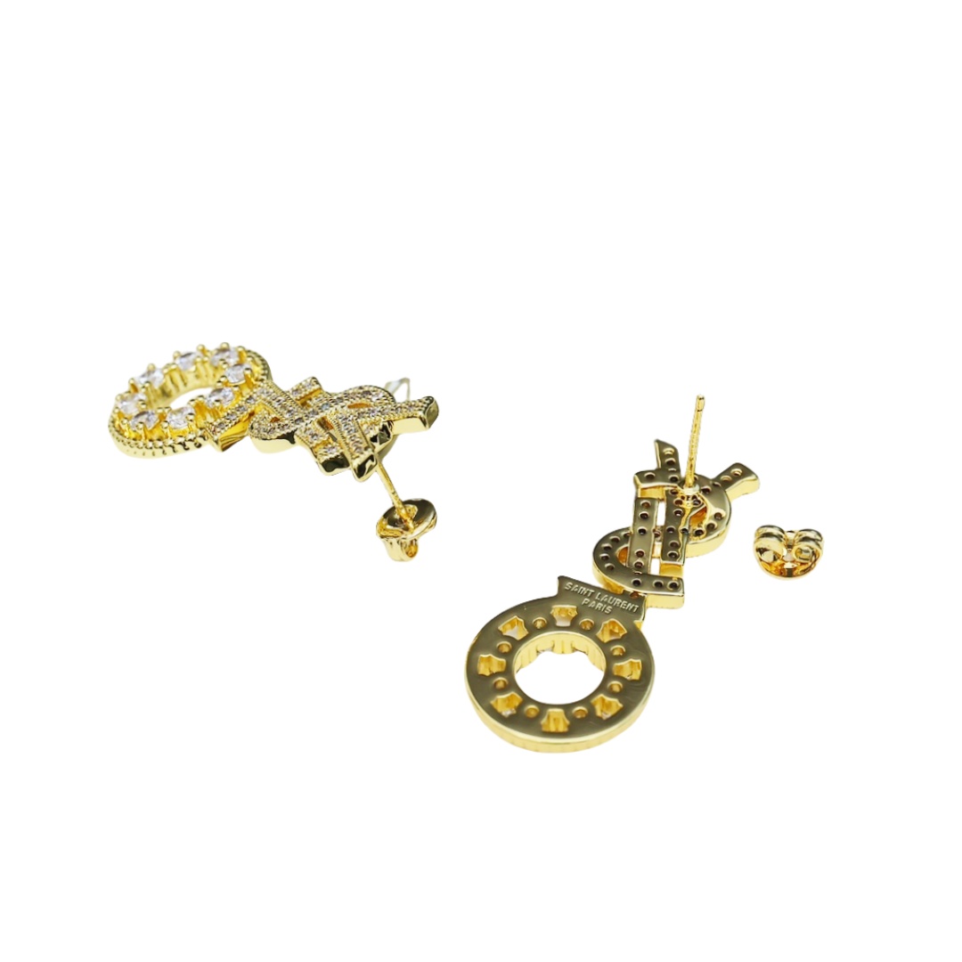 YYE033 Yves crystal stud earring - ccjewelryacc