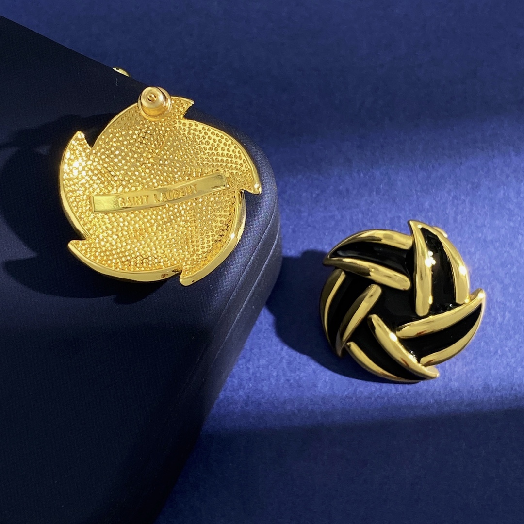 YYE022 YVES enemal Pinwheel flower stud earring - ccjewelryacc