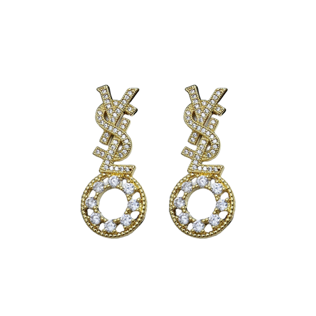 YYE033 Yves crystal stud earring - ccjewelryacc