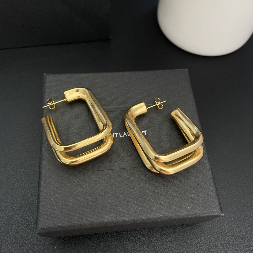 YYE078 YVES Square hoop earrings in metal - ccjewelryacc