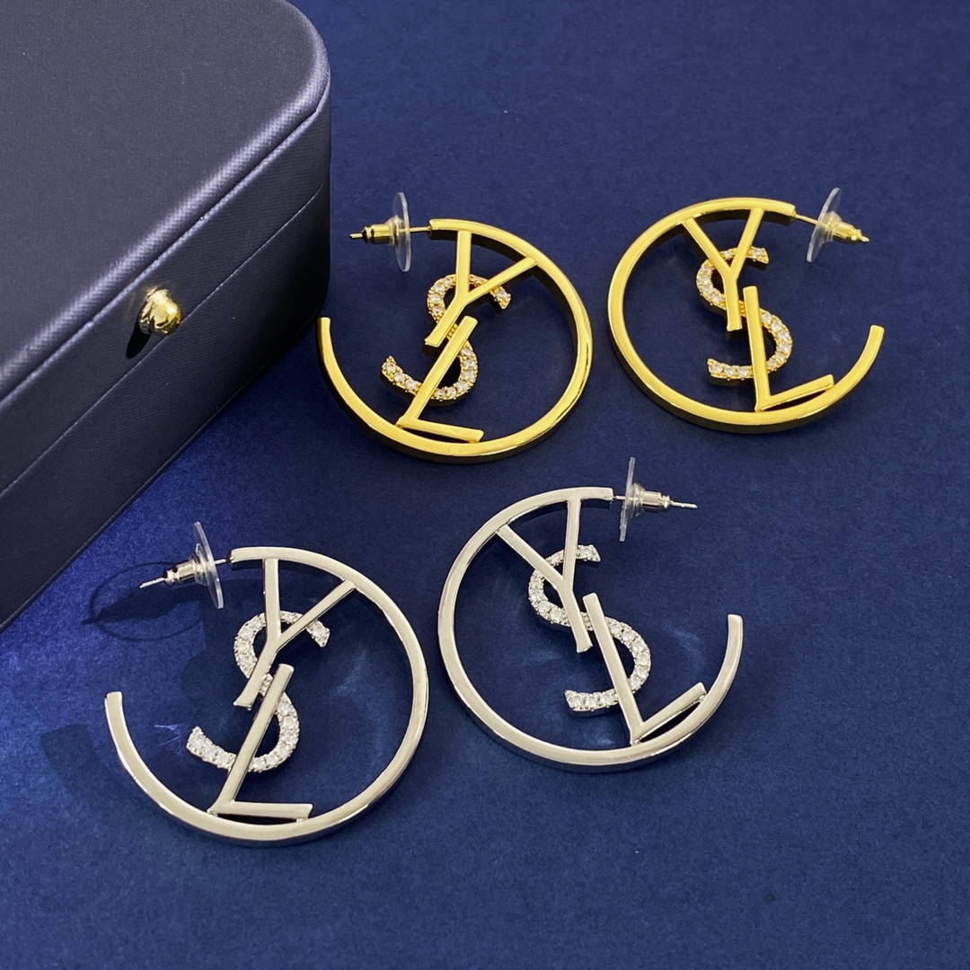 YYE058 YVES Crystal Hoop Earrings - ccjewelryacc