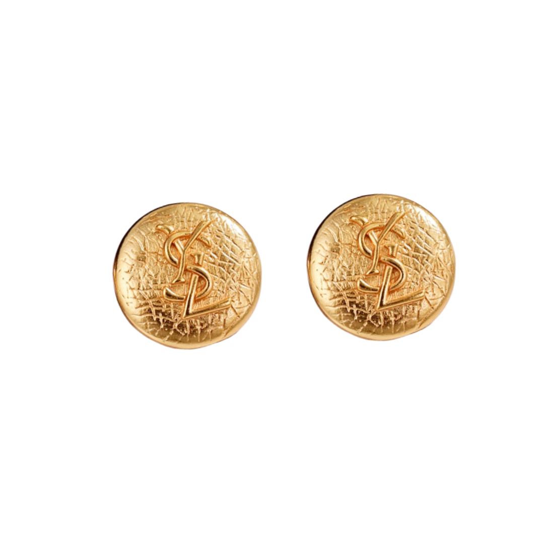 YYE046 YVES Vintage button stud earring - ccjewelryacc