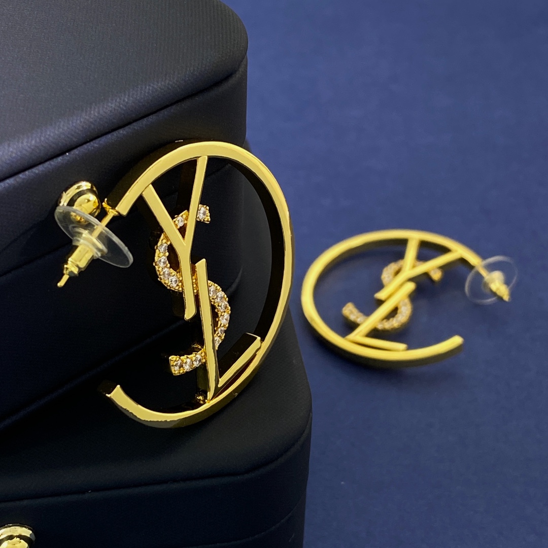 YYE058 YVES Crystal Hoop Earrings - ccjewelryacc