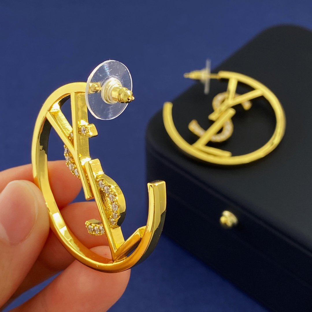 YYE058 YVES Crystal Hoop Earrings - ccjewelryacc