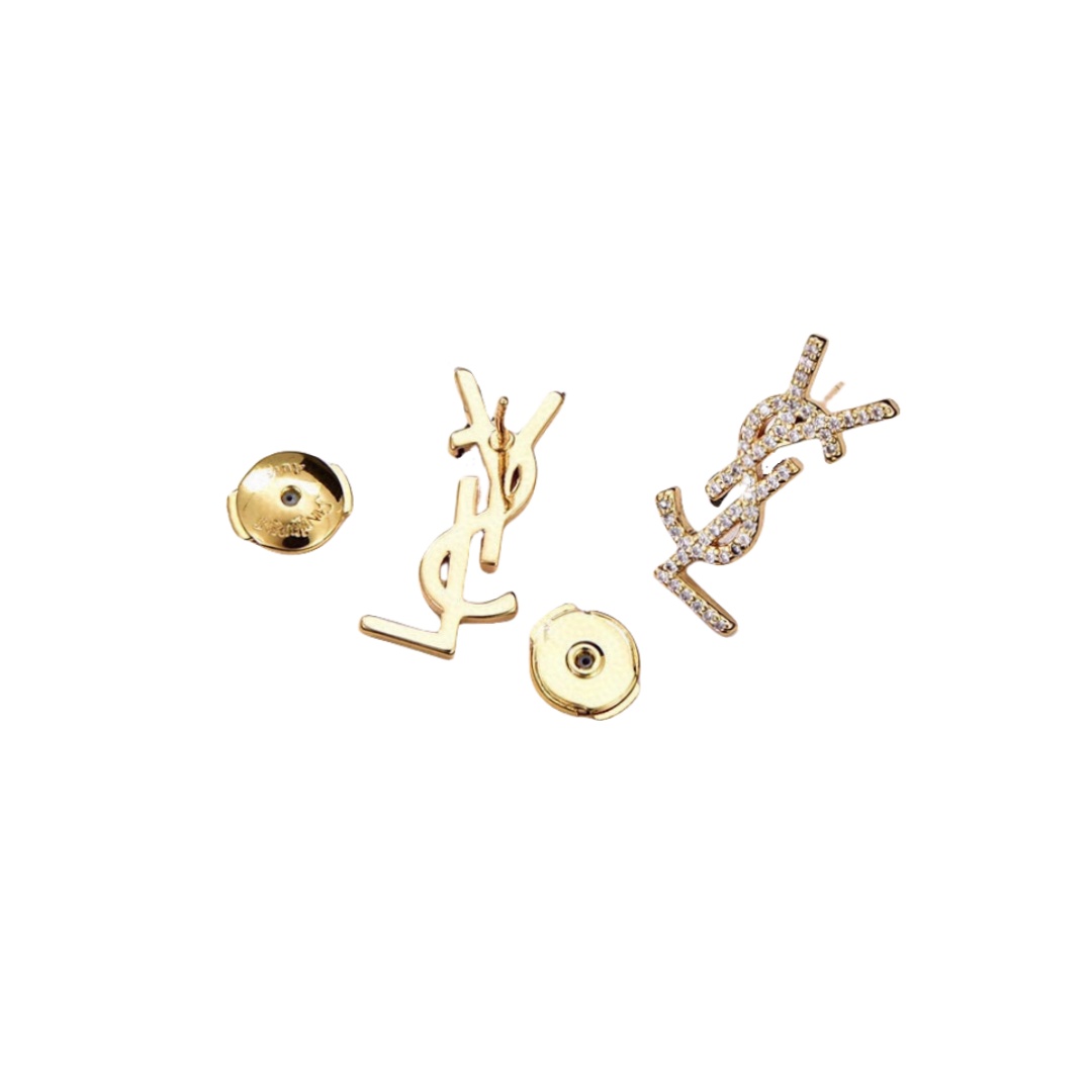 YYE087 CASSANDRE stud earring in gold plated and crystal - ccjewelryacc