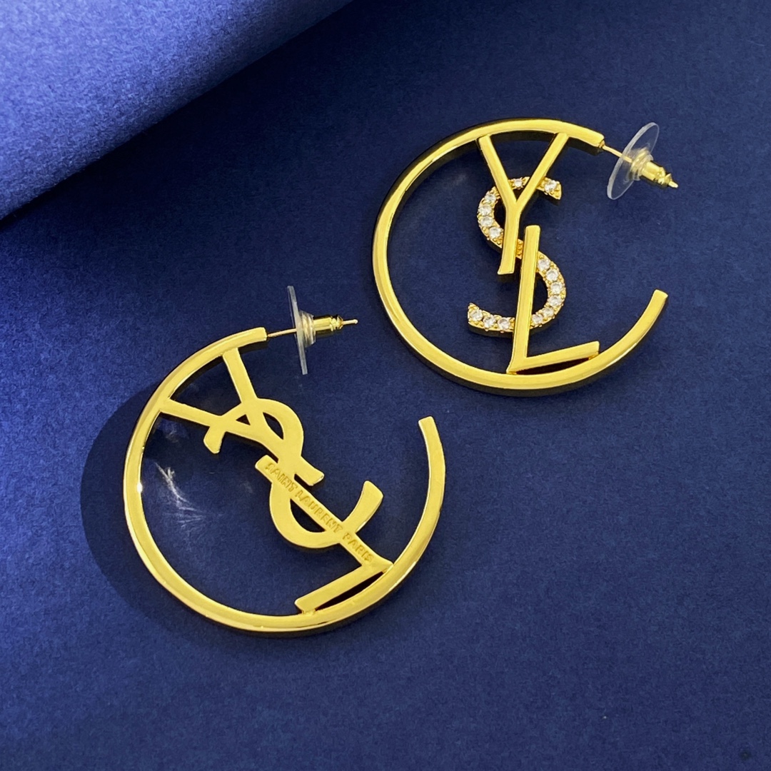 YYE058 YVES Crystal Hoop Earrings - ccjewelryacc