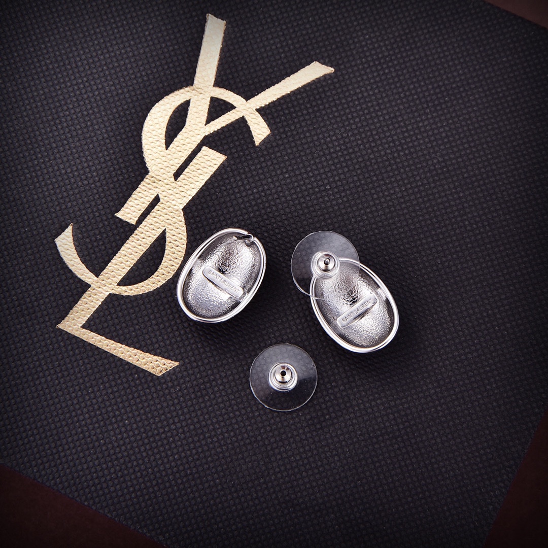 YYE054 YVES Logo Stud Earrings - ccjewelryacc