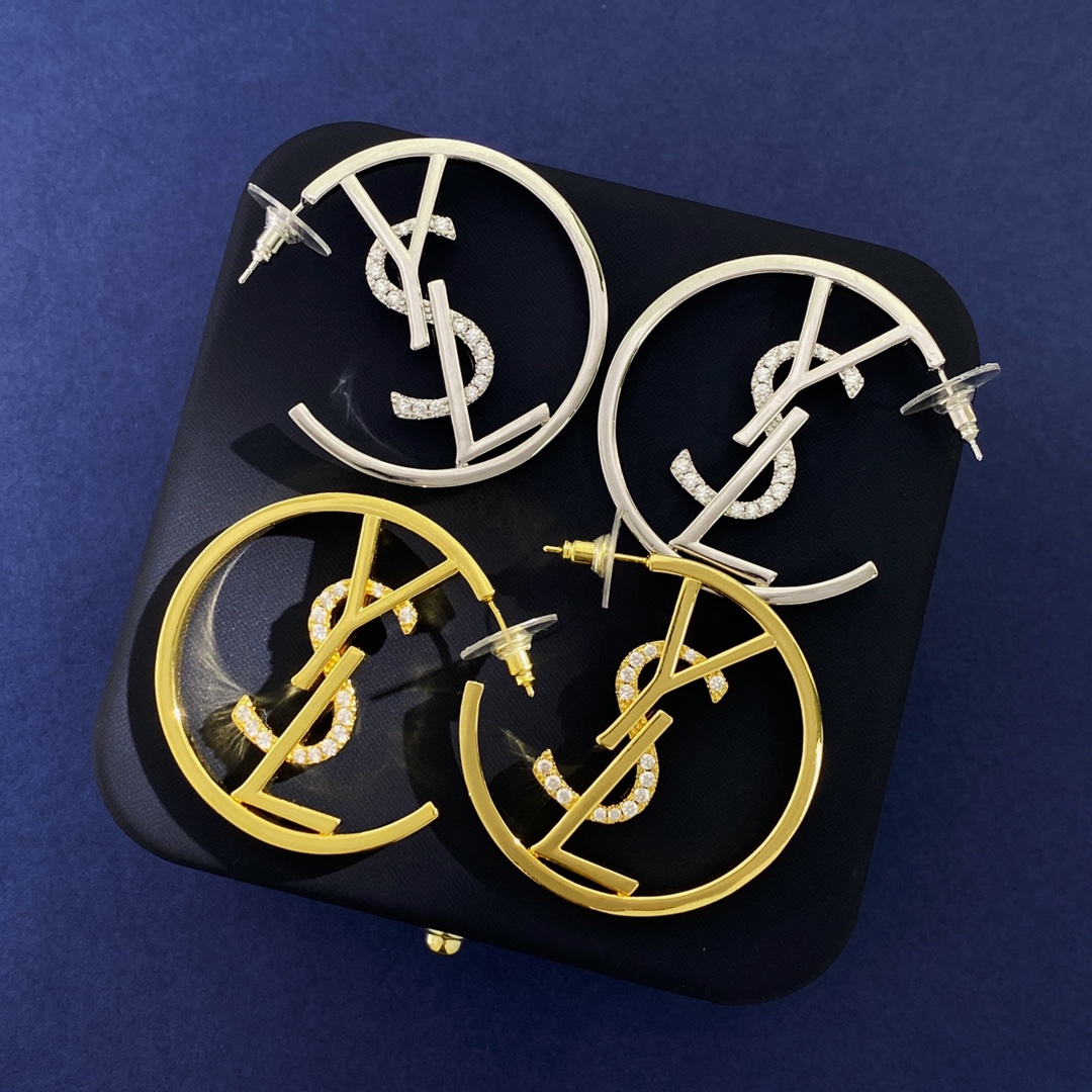 YYE058 YVES Crystal Hoop Earrings - ccjewelryacc