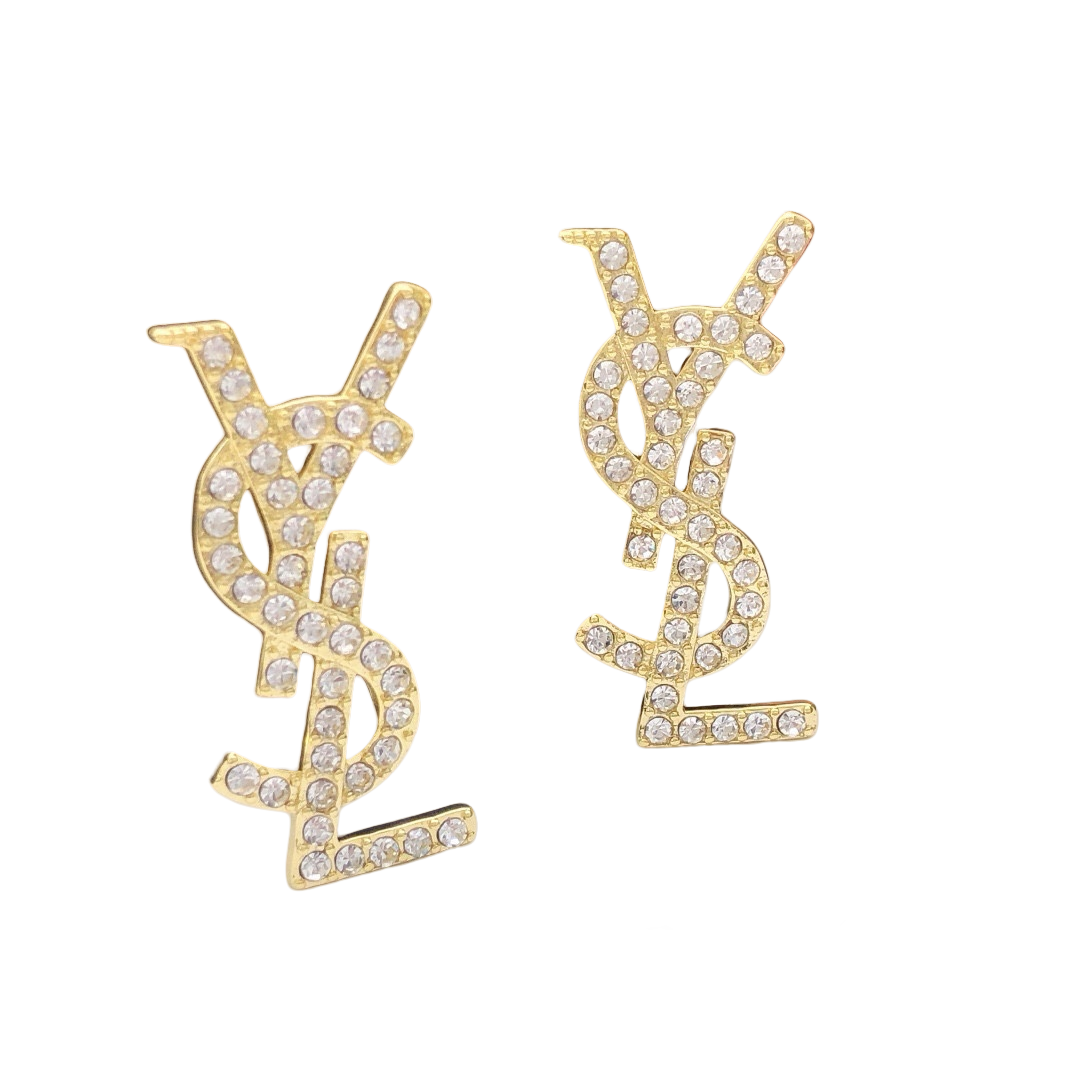YYE085 CASSANDRE stud earring in gold plated and crystal - ccjewelryacc