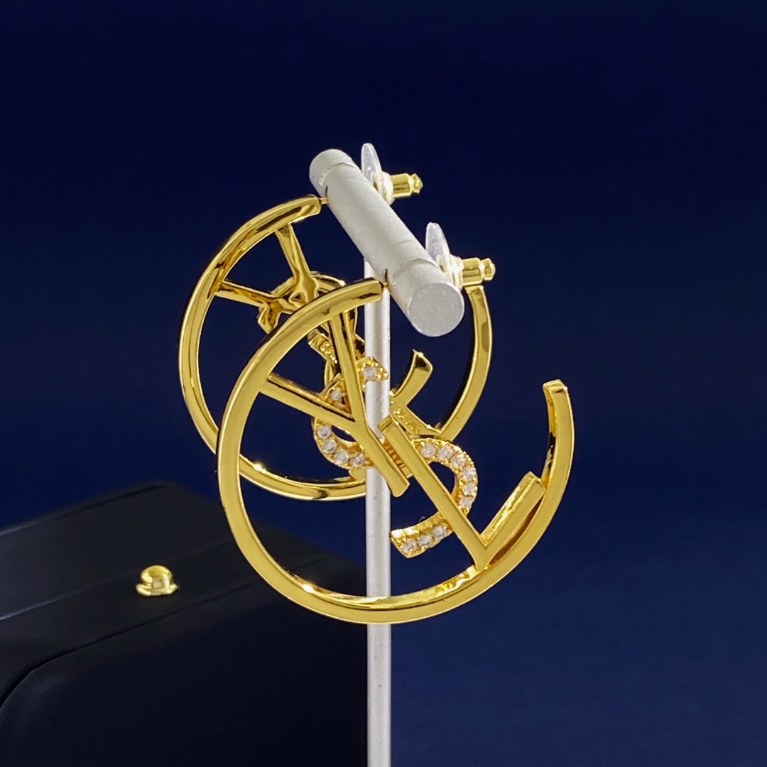 YYE058 YVES Crystal Hoop Earrings - ccjewelryacc