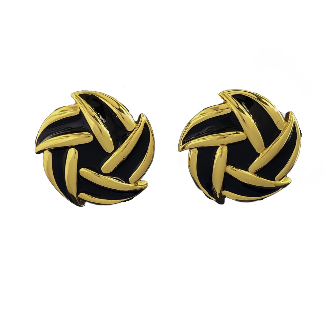 YYE022 YVES enemal Pinwheel flower stud earring - ccjewelryacc