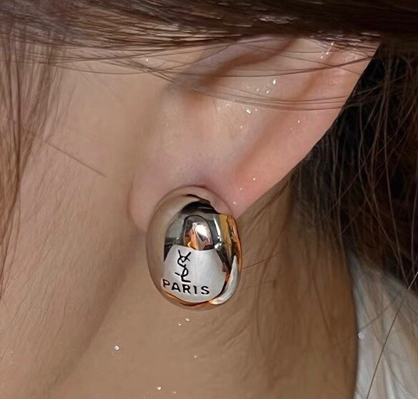 YYE054 YVES Logo Stud Earrings - ccjewelryacc