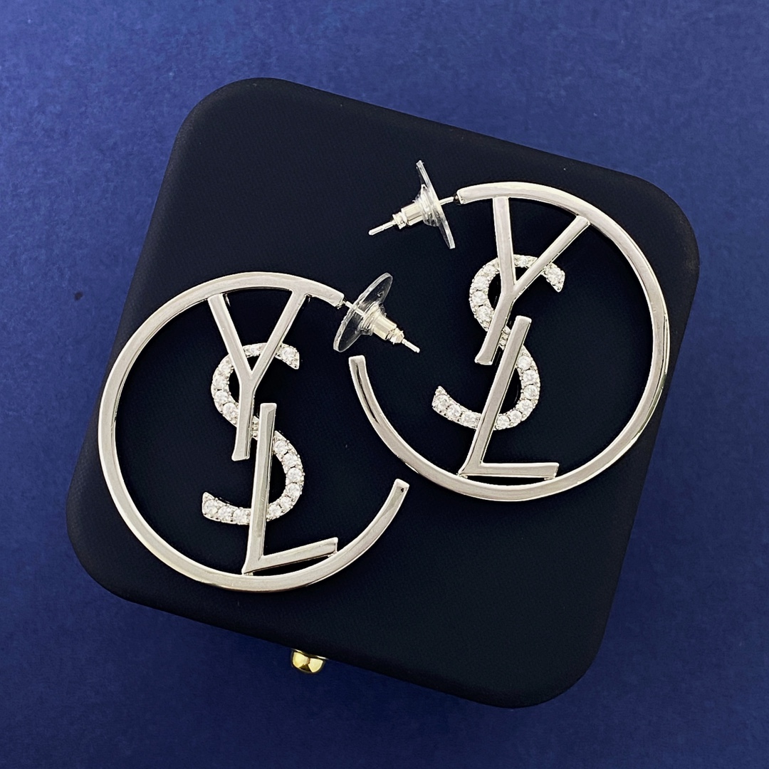 YYE058 YVES Crystal Hoop Earrings - ccjewelryacc