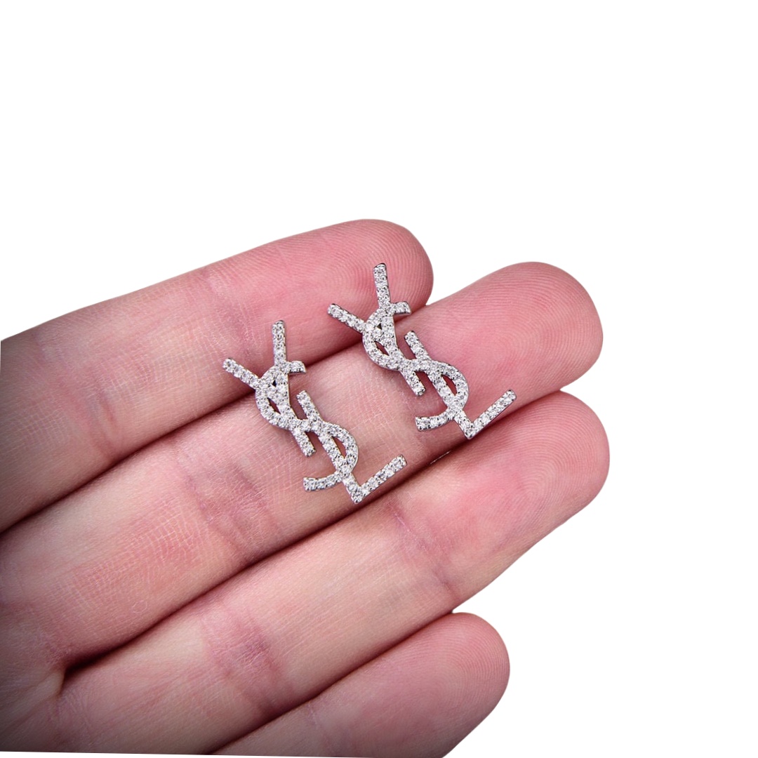 YYE087 CASSANDRE stud earring in gold plated and crystal - ccjewelryacc