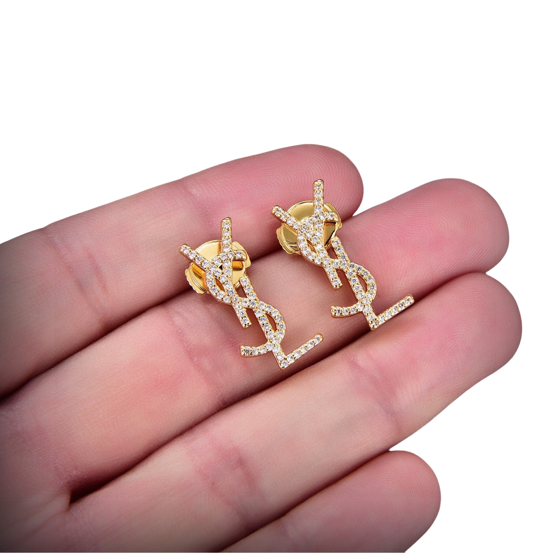 YYE087 CASSANDRE stud earring in gold plated and crystal - ccjewelryacc