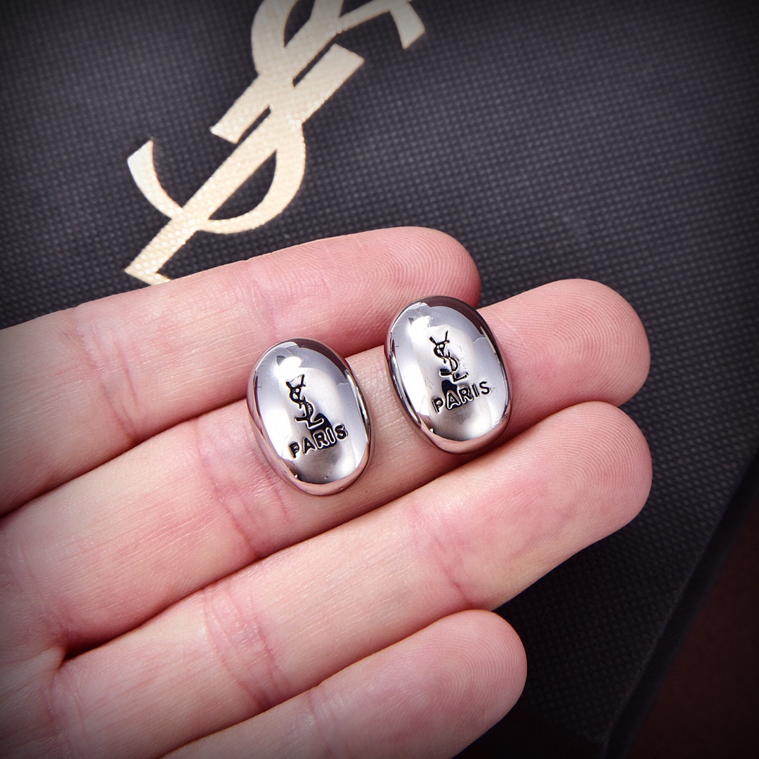 YYE054 YVES Logo Stud Earrings - ccjewelryacc