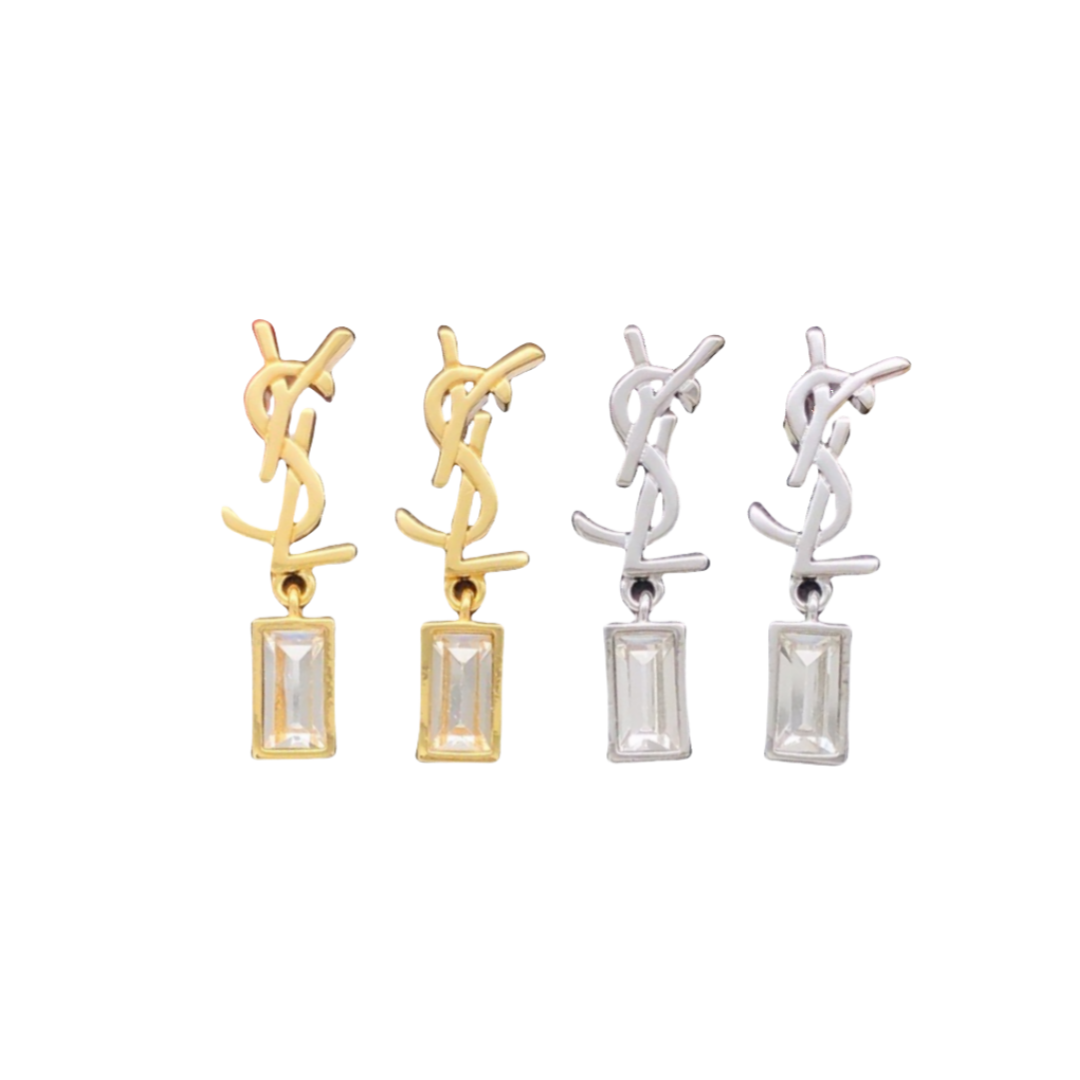 YYE073 Cassandre earring in metal and rhinestones - ccjewelryacc