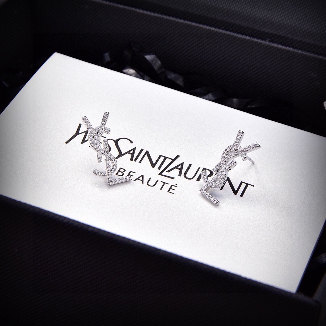 YYE087 CASSANDRE stud earring in gold plated and crystal - ccjewelryacc