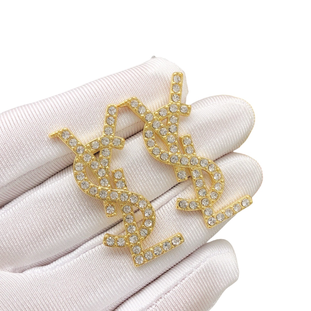 YYE085 CASSANDRE stud earring in gold plated and crystal - ccjewelryacc